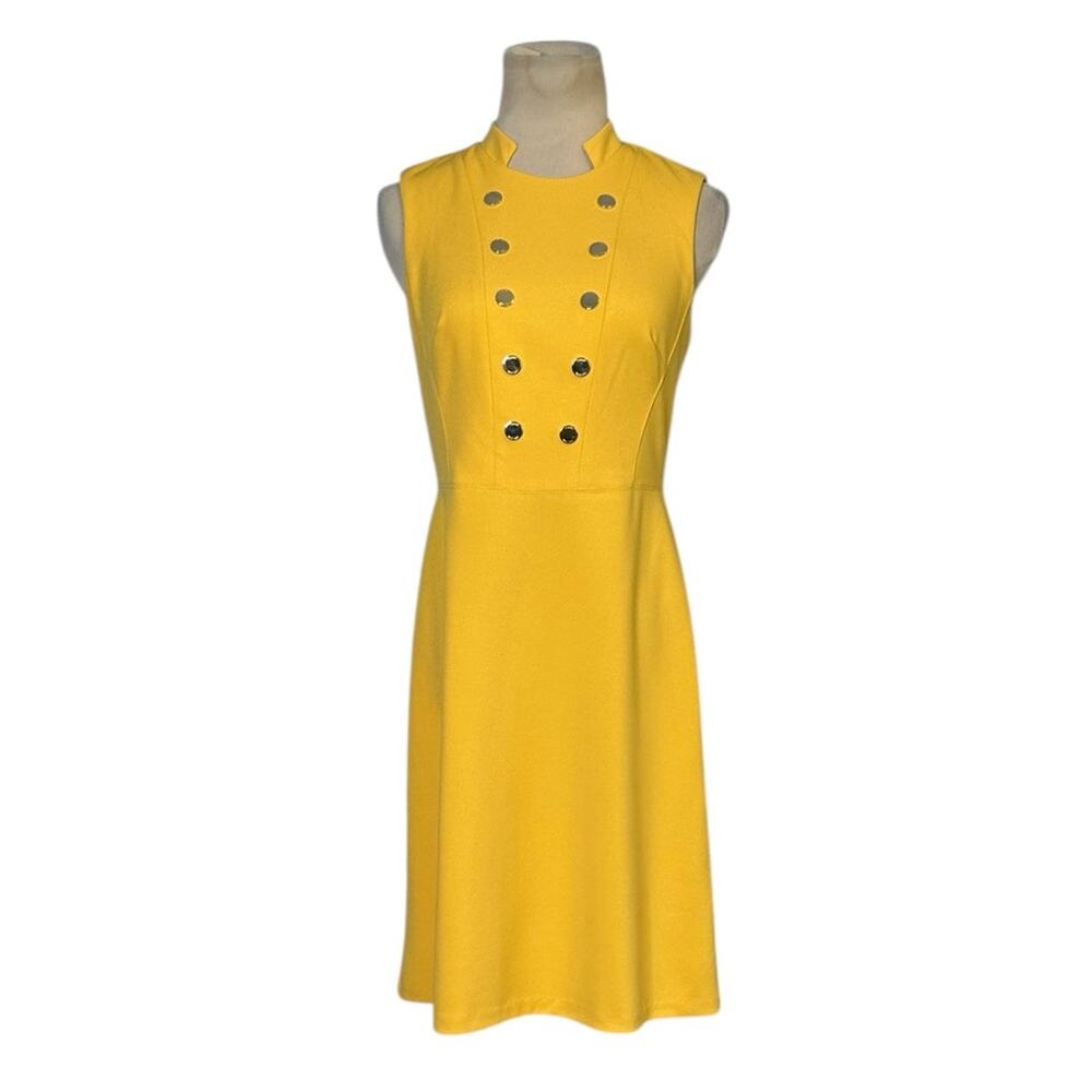 Tommy Hilfiger yellow crepe button details summer dress size 2